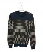 BALMAINバルマン）の古着「ボーダーニット」｜ブラック