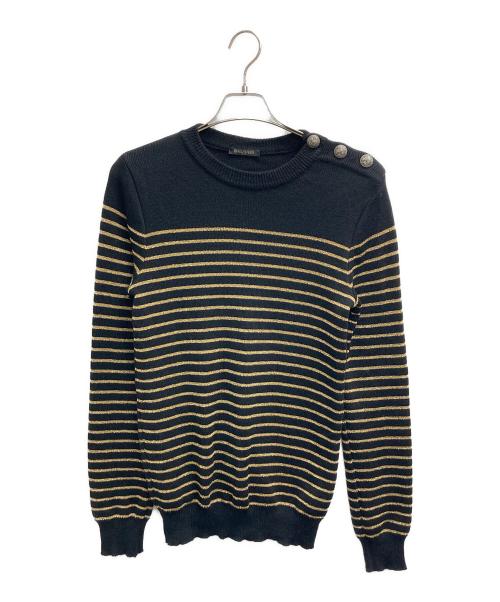 BALMAIN（バルマン）BALMAIN (バルマン) ボーダーニット ブラック サイズ:Ｓの古着・服飾アイテム