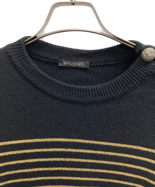 BALMAIN（バルマン）BALMAIN (バルマン) ボーダーニット ブラック サイズ:Ｓの古着・服飾アイテム