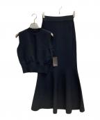 anuansアニュアンス）の古着「ウエストリブクロップドニットセットアップ」｜ブラック