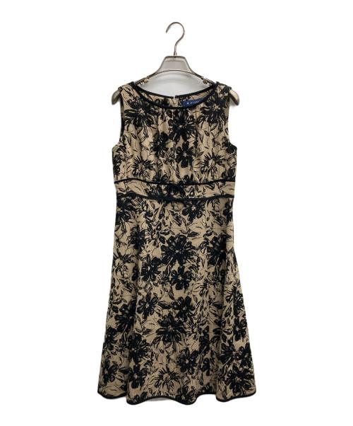 M'S GRACY（エムズグレイシー）M'S GRACY (エムズグレイシー) ボタニカルワンピース ブラック×ベージュ サイズ:38の古着・服飾アイテム