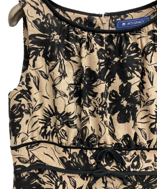 M'S GRACY（エムズグレイシー）M'S GRACY (エムズグレイシー) ボタニカルワンピース ブラック×ベージュ サイズ:38の古着・服飾アイテム