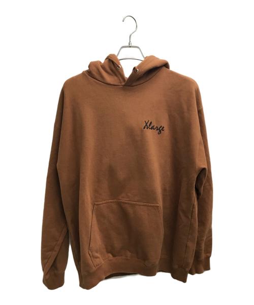 X-LARGE（エクストララージ）X-LARGE (エクストララージ) EMBROIDERY FACE PULLOVER HOODED SWEAT ブラウン サイズ:Lの古着・服飾アイテム