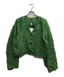 CLANE（クラネ）の古着「FEATHER SHELL BUTTON CARDIGAN」｜グリーン