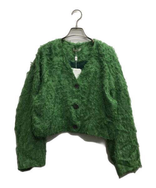 CLANE（クラネ）CLANE (クラネ) FEATHER SHELL BUTTON CARDIGAN グリーン サイズ:1の古着・服飾アイテム