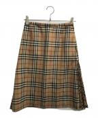 BURBERRY BLUE LABELバーバリーロンドンブルーレーベル）の古着「ノバチェックサイドプリーツスカート」｜ベージュ