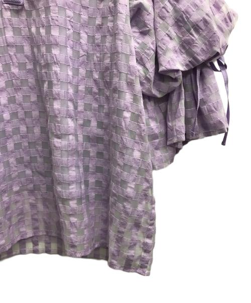 Chika Kisada（チカ キサダ）Chika Kisada (チカ キサダ) RAY BEAMS (レイ ビームス) 別注 チェックブラウスポロシャツ ラベンダー サイズ:1の古着・服飾アイテム