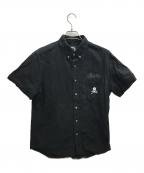 stussy×Mastermind JAPANステューシー×マスターマインド ジャパン）の古着「スカル刺繍コラボシャツ」｜ブラック