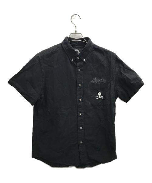stussy（ステューシー）stussy (ステューシー) Mastermind JAPAN (マスターマインド ジャパン) スカル刺繍コラボシャツ ブラック サイズ:Mの古着・服飾アイテム