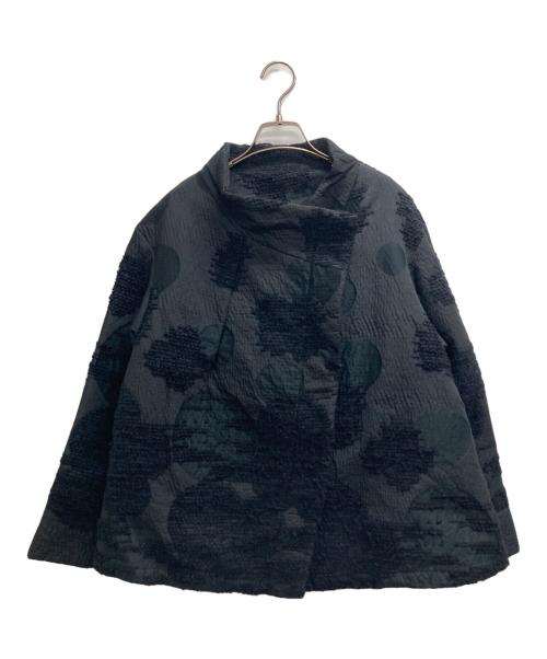 慈雨（ジウ）慈雨 (ジウ) スタンドカラージャガードジャケット ブラック サイズ:40の古着・服飾アイテム