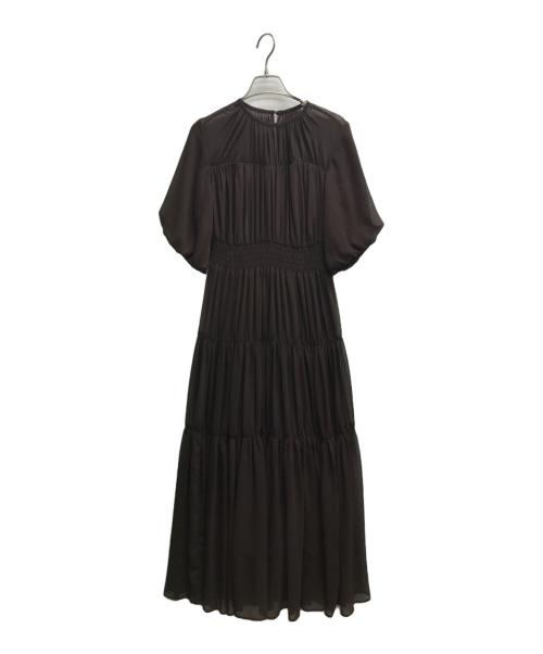 anuans（アニュアンス）anuans (アニュアンス) シフォンギャザーティアードワンピース ブラウン サイズ:Sの古着・服飾アイテム