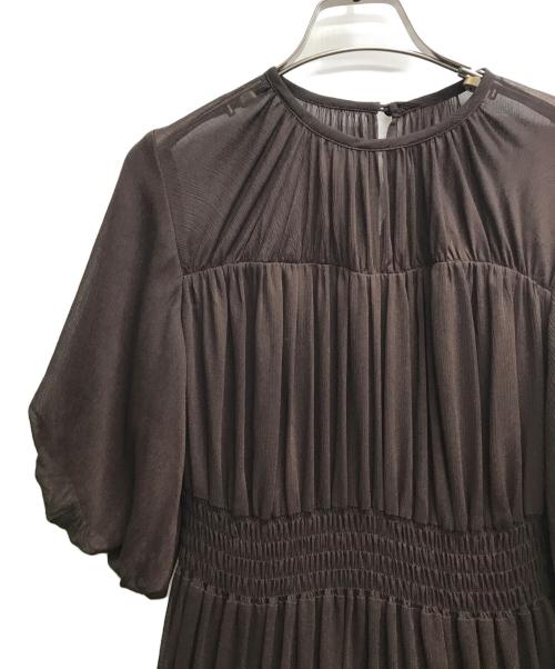 anuans（アニュアンス）anuans (アニュアンス) シフォンギャザーティアードワンピース ブラウン サイズ:Sの古着・服飾アイテム