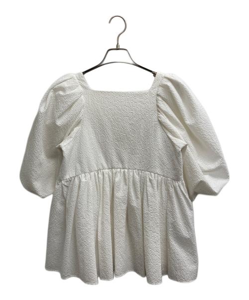 Mila Owen（ミラオーウェン）Mila Owen (ミラオーウェン) バックリボンバルーンスリーブチュニック ホワイト サイズ:Sの古着・服飾アイテム