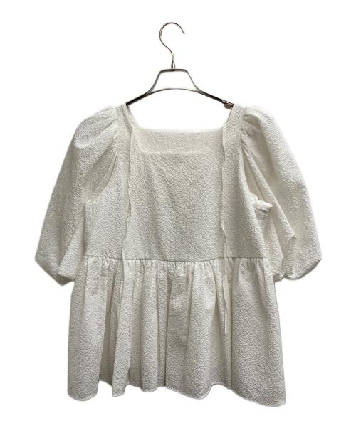 Mila Owen（ミラオーウェン）Mila Owen (ミラオーウェン) バックリボンバルーンスリーブチュニック ホワイト サイズ:Sの古着・服飾アイテム