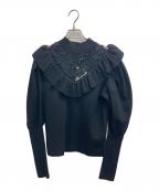 JILL STUARTジルスチュアート）の古着「リボンシシュウパフスリーブニット」｜ブラック