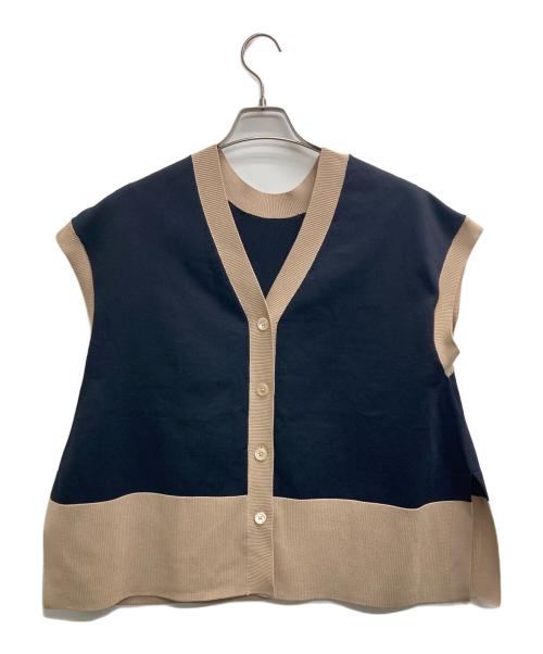 UNITED ARROWS（ユナイテッドアローズ）UNITED ARROWS (ユナイテッドアローズ) ミニマル 2WAY フレンチスリーブ ニットベスト ブラック サイズ:表記無しの古着・服飾アイテム