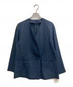 ROPEロペ）の古着「リネンライクノーカラージャケット」｜ネイビー