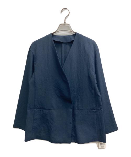 ROPE（ロペ）ROPE (ロペ) リネンライクノーカラージャケット ネイビー サイズ:36の古着・服飾アイテム