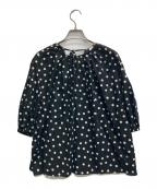 BALLSEYボールジィ）の古着「ドットプリント ランタンスリーブブラウス」｜ブラック