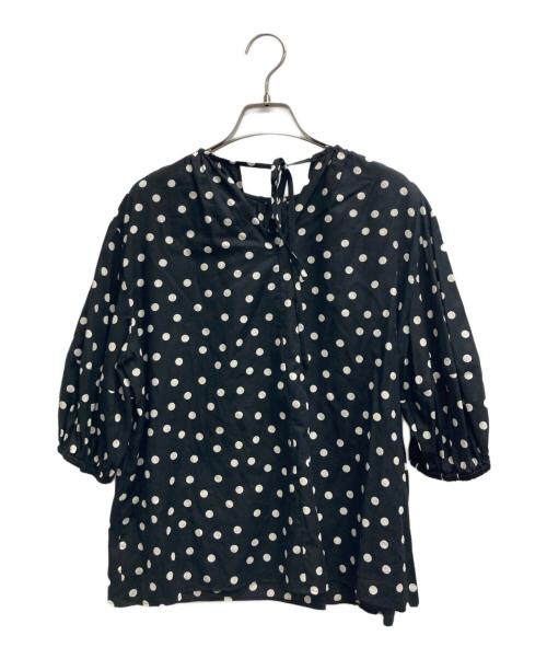BALLSEY（ボールジィ）BALLSEY (ボールジィ) ドットプリント ランタンスリーブブラウス ブラック サイズ:36の古着・服飾アイテム