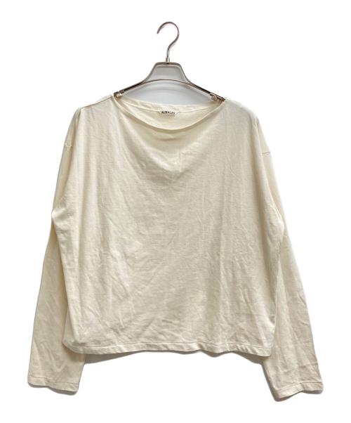 AURALEE（オーラリー）AURALEE (オーラリー) HARD TWIST COTTON CASHMERE BOAT NECK L／S TEE アイボリー サイズ:5の古着・服飾アイテム