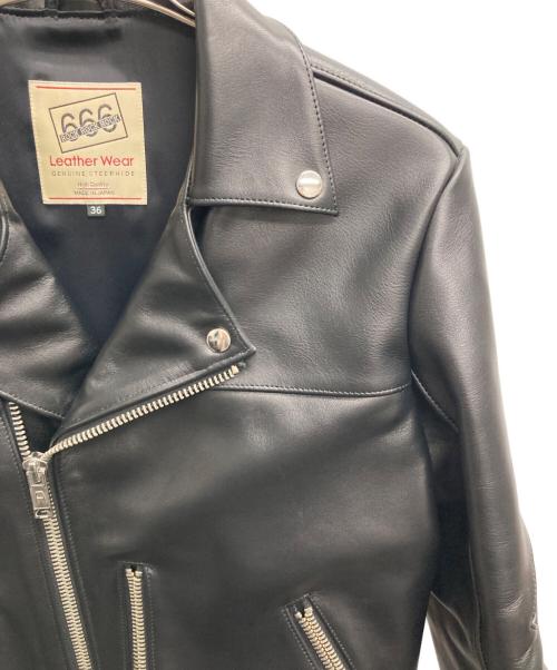 666（666）666 (666) タイトフィット 70'sパンクスタイル ライダースジャケット ブラック サイズ:36の古着・服飾アイテム