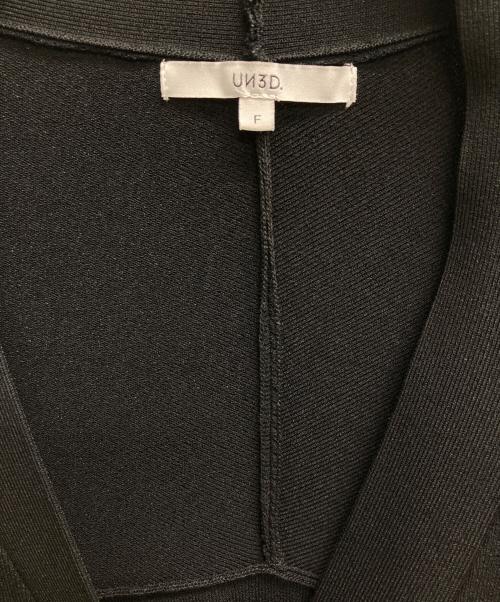 UN3D.（アンスリード）UN3D. (アンスリード) ダブルビックポケット ロングニットカーディガン ブラック サイズ:Fの古着・服飾アイテム