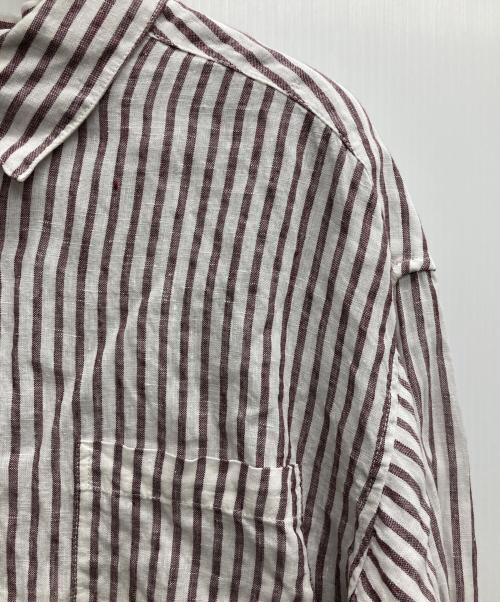 JOURNAL STANDARD（ジャーナルスタンダード）JOURNAL STANDARD (ジャーナルスタンダード) ソフトゼフィールリネンシャツ ブラウン×ホワイト サイズ:FREEの古着・服飾アイテム