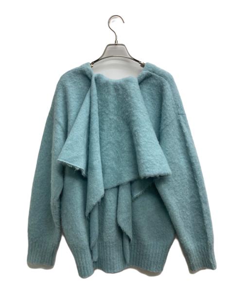 MIESROHE（ミースロエ）MIESROHE (ミースロエ) スカーフデザインモヘアシャギーカーデ ブルー サイズ:FREEの古着・服飾アイテム