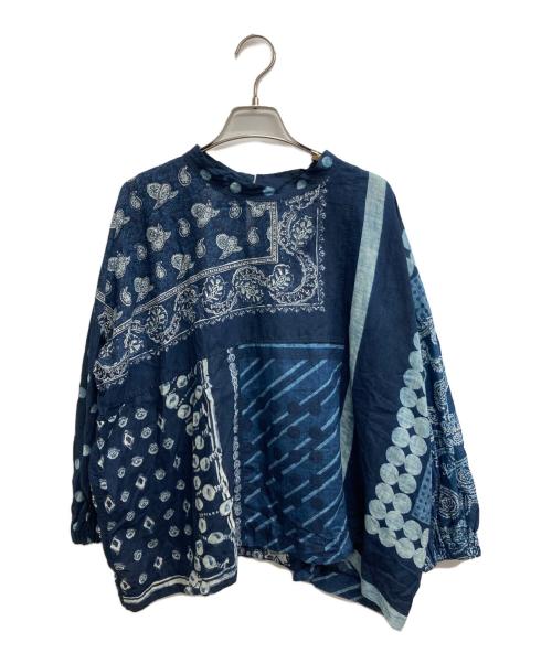 45R（フォーティファイブ・アール）45R (フォーティファイブ・アール) バンダナパッチワークのブラウス インディゴ サイズ:記載なし（実寸サイズを参照ください）の古着・服飾アイテム