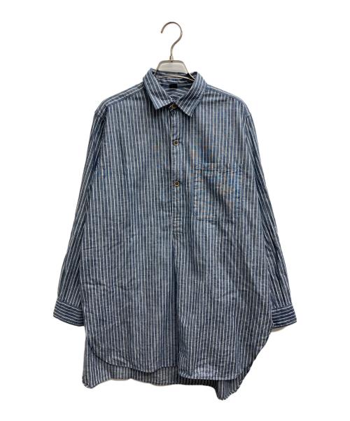 45R（フォーティファイブ・アール）45R (フォーティファイブ・アール) ダンガリーストライプの908グランパプルシャツ ブルー サイズ:Freeの古着・服飾アイテム