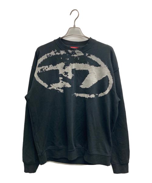 DIESEL（ディーゼル）DIESEL (ディーゼル) フロッキーオーバルD クルーネック トレーナー ブラック サイズ:Mの古着・服飾アイテム