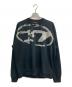 DIESEL（ディーゼル）の古着「フロッキーオーバルD クルーネック トレーナー」｜ブラック