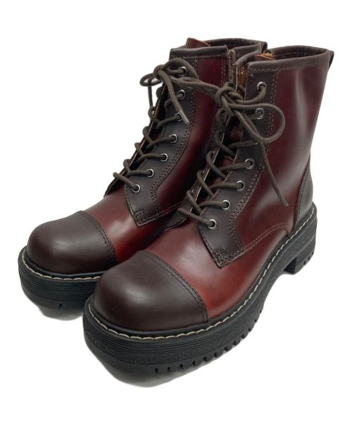 あしながおじさん（アシナガオジサン）あしながおじさん (アシナガオジサン) ビンテージレースアップブーツ ブラウン サイズ:24cmの古着・服飾アイテム