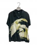 stussyステューシー）の古着「BIG CRANE SHIRT(ビッグクレーンシャツ)」｜ブラック