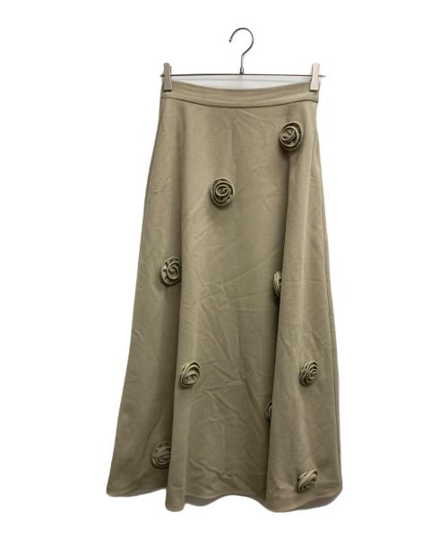 Ameri（アメリ）AMERI (アメリ) CHERRY ROSE FLARE SKIRT ベージュ サイズ:Mの古着・服飾アイテム