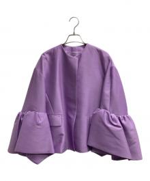 DRAWER（ドゥロワー）の古着「ウールシルクフレアスリーブジャケット」｜ピンク