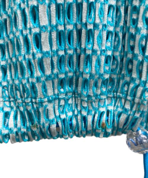 PLEATS PLEASE（プリーツプリーズ）PLEATS PLEASE (プリーツプリーズ) カットワークジップパーカー スカイブルー サイズ:3の古着・服飾アイテム