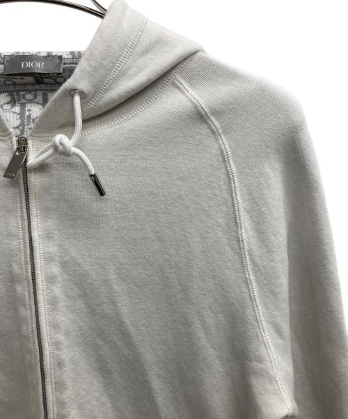 Dior（ディオール）Dior (ディオール) ロゴ刺繍オブリークジャガードパーカー ホワイト サイズ:Lの古着・服飾アイテム