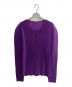 PLEATS PLEASEプリーツプリーズ）の古着「プリーツクルーネックカーディガン」｜パープル