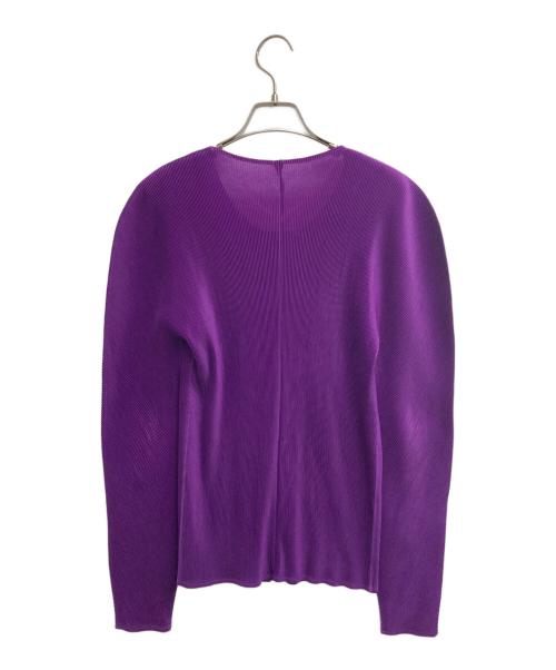 PLEATS PLEASE（プリーツプリーズ）PLEATS PLEASE (プリーツプリーズ) プリーツクルーネックカーディガン パープル サイズ:3の古着・服飾アイテム
