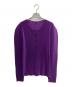 PLEATS PLEASE（プリーツプリーズ）の古着「プリーツクルーネックカーディガン」｜パープル
