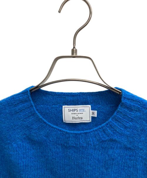 SHIPS any（シップスエニィ）SHIPS any (シップスエニィ) HARLEY OF SCOTLAND (ハーレーオブスコットランド) クルーネック リラックスニット ブルー サイズ:36の古着・服飾アイテム