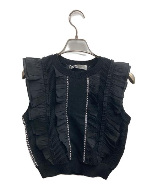 HER LIP TO（ハーリップトゥ）HER LIP TO (ハーリップトゥ) Airy Brush Knit Top ブラック サイズ:M 未使用品の古着・服飾アイテム