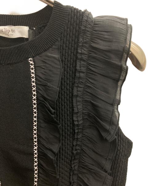 HER LIP TO（ハーリップトゥ）HER LIP TO (ハーリップトゥ) Airy Brush Knit Top ブラック サイズ:M 未使用品の古着・服飾アイテム