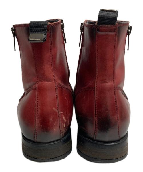 DIESEL（ディーゼル）DIESEL (ディーゼル) サイドジップブーツ レッド サイズ:40の古着・服飾アイテム