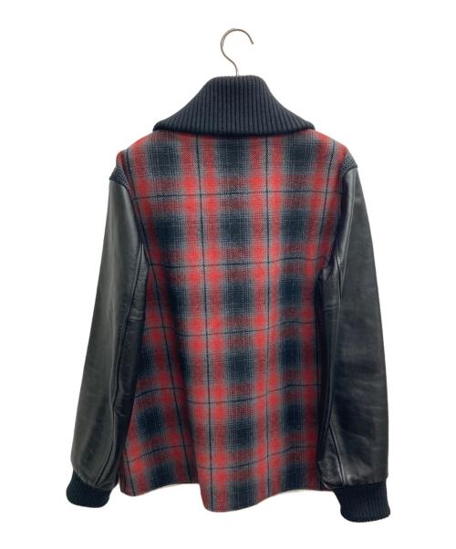 INDIAN MOTORCYCLE（インディアンモーターサイクル）INDIAN MOTORCYCLE (インディアンモーターサイクル) ウールチェックアワードジャケット レッド サイズ:38の古着・服飾アイテム