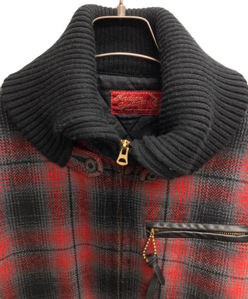 INDIAN MOTORCYCLE（インディアンモーターサイクル）INDIAN MOTORCYCLE (インディアンモーターサイクル) ウールチェックアワードジャケット レッド サイズ:38の古着・服飾アイテム