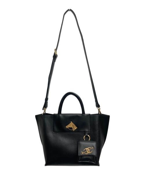 ear PAPILLONNER（イアパピヨネ）ear PAPILLONNER (イアパピヨネ) BROOKLYN CHARM (ブルックリンチャーム) 馬2WAYトートバッグ ブラックの古着・服飾アイテム