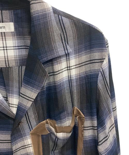 sulvam（サルバム）sulvam (サルバム) SHORT OPEN COLLAR SHIRTS ネイビー×ホワイト×ブラウン サイズ:Mの古着・服飾アイテム